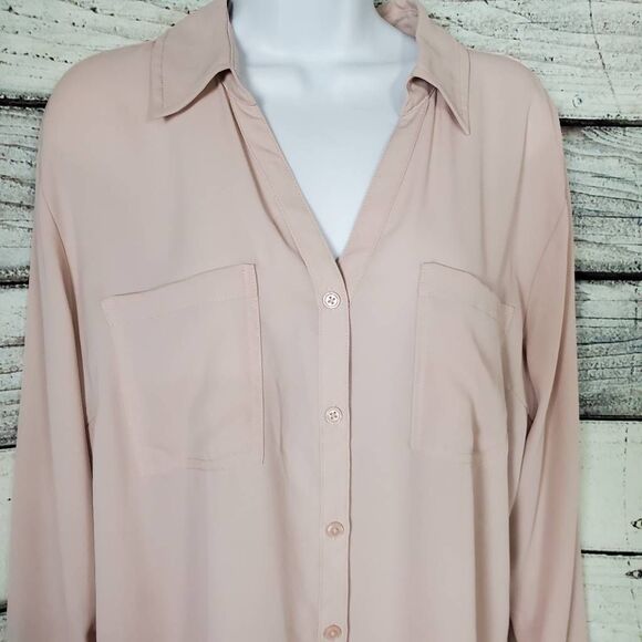 Maurices Women’s Blouse XL Pink Long Sleeve Collared Button Down Shirt - Picture 2 of 8